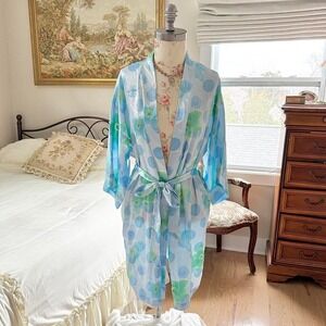 blue floral‎ robe  y2k inner most blue floral robe size small